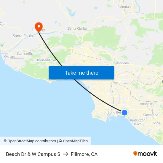 Beach Dr & W Campus S to Fillmore, CA map
