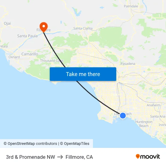 3rd & Promenade NW to Fillmore, CA map