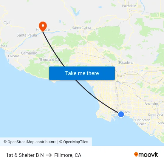 1st & Shelter B N to Fillmore, CA map