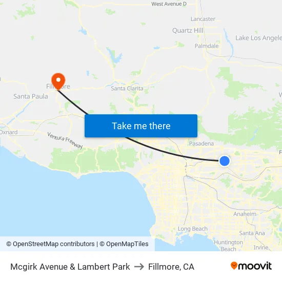 Mcgirk Ave. and Lambert Park to Fillmore, CA map