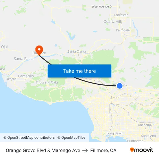 Orange Grove Blvd & Marengo Ave to Fillmore, CA map