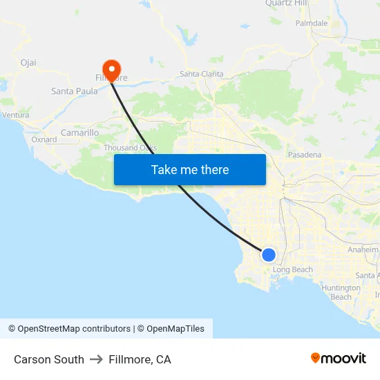 Carson South to Fillmore, CA map