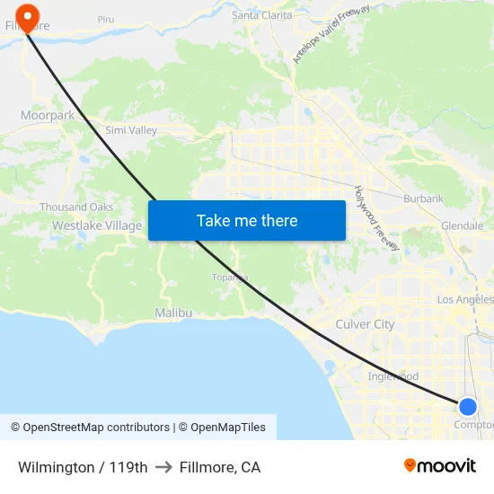Wilmington / 119th to Fillmore, CA map