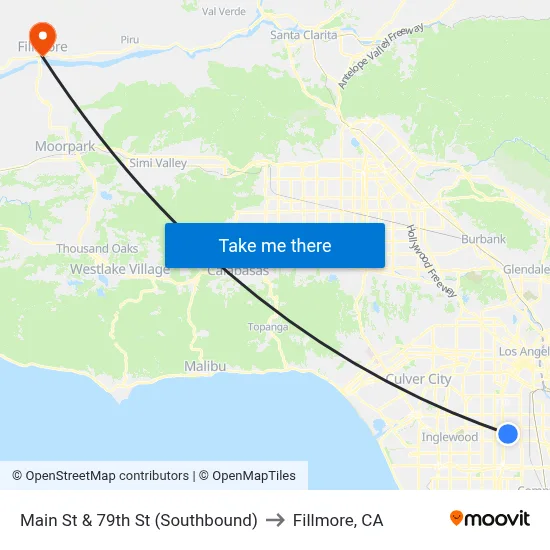 Main St & 79th St (Southbound) to Fillmore, CA map