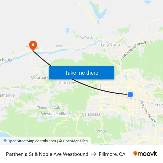 Parthenia St & Noble Ave Westbound to Fillmore, CA map