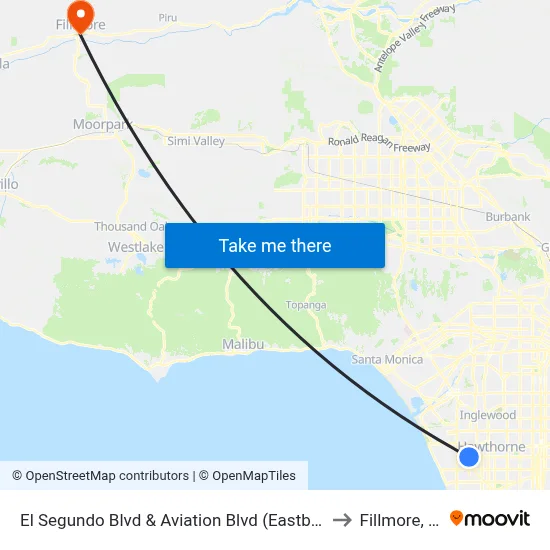 El Segundo Blvd & Aviation Blvd (Eastbound) to Fillmore, CA map