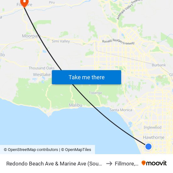 Redondo Beach Ave & Marine Ave (Southbound) to Fillmore, CA map