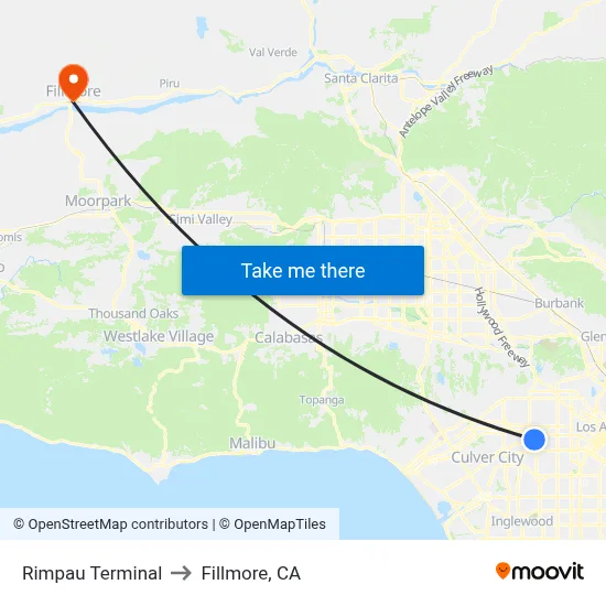 Rimpau Terminal to Fillmore, CA map