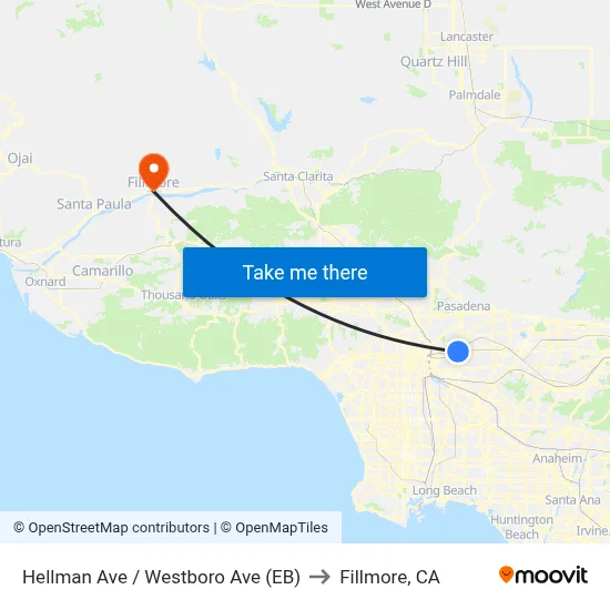 Hellman Ave / Westboro Ave (EB) to Fillmore, CA map