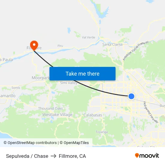 Sepulveda / Chase to Fillmore, CA map