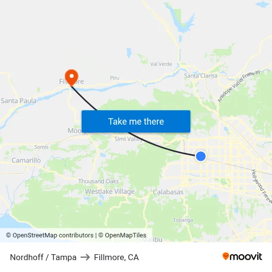 Nordhoff / Tampa to Fillmore, CA map