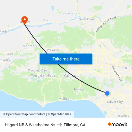 Hilgard NB & Westholme Ns to Fillmore, CA map