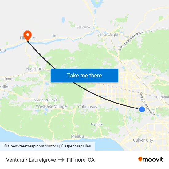 Ventura / Laurelgrove to Fillmore, CA map