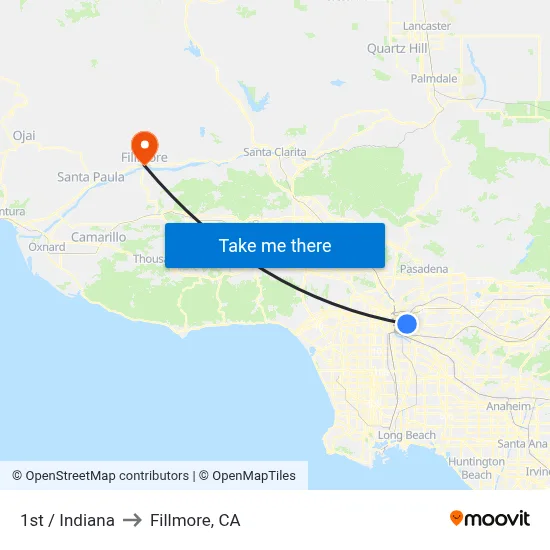 1st / Indiana to Fillmore, CA map