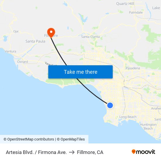 Artesia Blvd. / Firmona Ave. to Fillmore, CA map