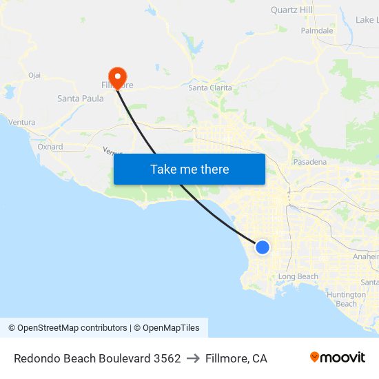 Redondo Beach Boulevard 3562 to Fillmore, CA map