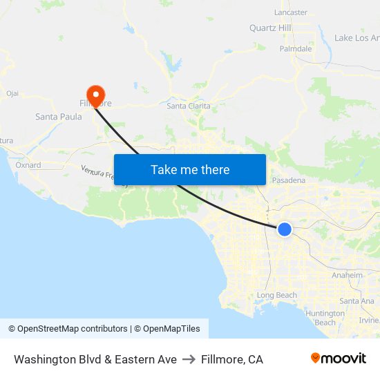 Washington Blvd & Eastern Ave to Fillmore, CA map