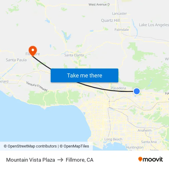 Mountain Vista Plaza to Fillmore, CA map