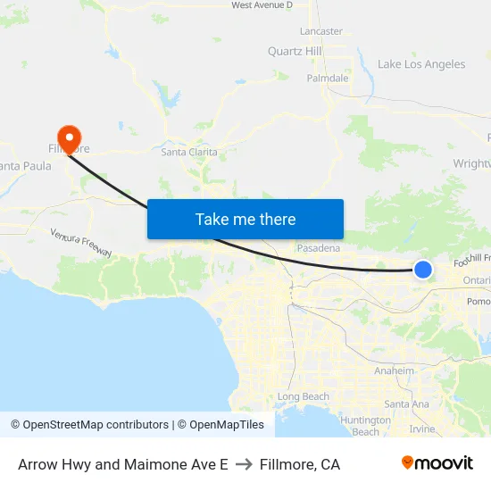 Arrow Hwy and Maimone Ave E to Fillmore, CA map