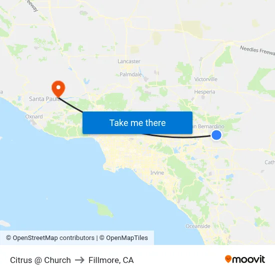 Citrus @ Church to Fillmore, CA map