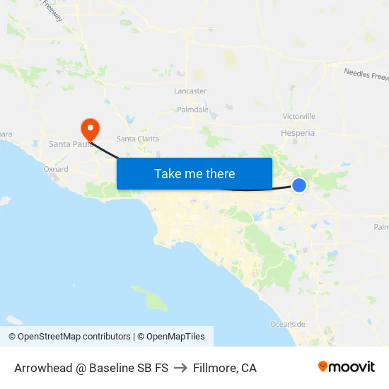 Arrowhead @ Baseline to Fillmore, CA map