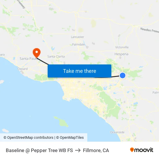 Baseline @ Pepper Tree to Fillmore, CA map