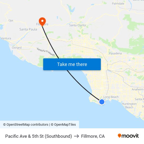 Pacific Ave & 5th St (Southbound) to Fillmore, CA map