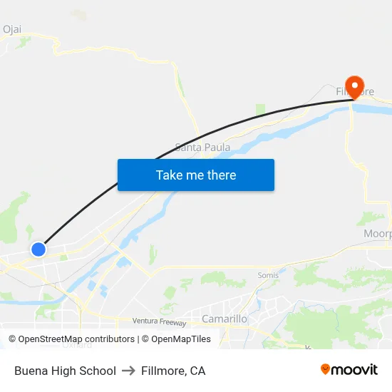 Buena High School to Fillmore, CA map