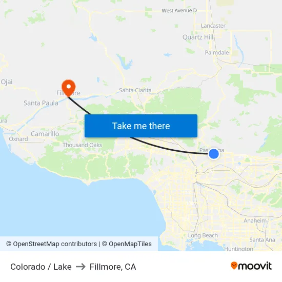 Colorado / Lake to Fillmore, CA map