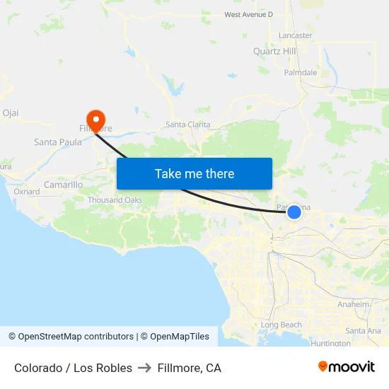 Colorado / Los Robles to Fillmore, CA map
