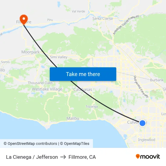 La Cienega / Jefferson to Fillmore, CA map