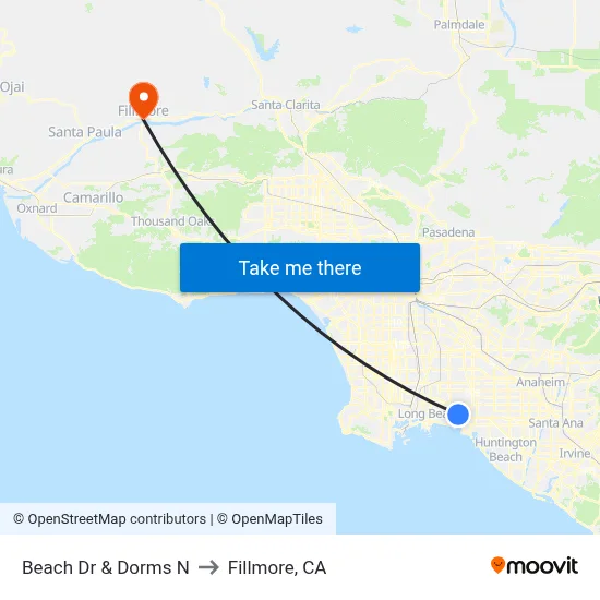 Beach Dr & Dorms N to Fillmore, CA map