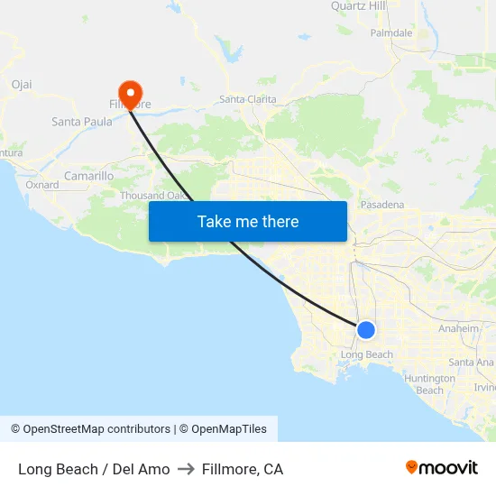 Long Beach / Del Amo to Fillmore, CA map