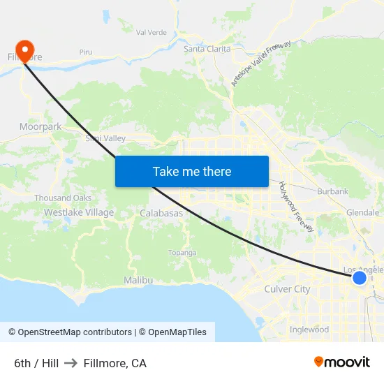 6th / Hill to Fillmore, CA map