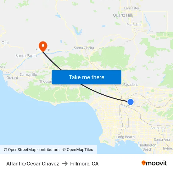 Atlantic/Cesar Chavez to Fillmore, CA map