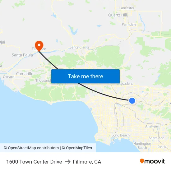 1600 Town Center Drive to Fillmore, CA map