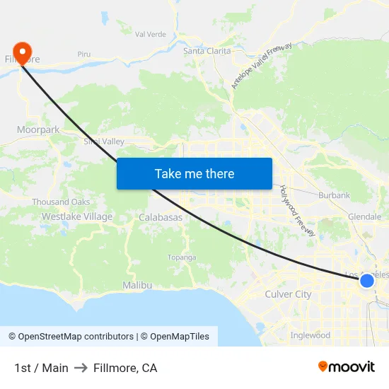 1st / Main to Fillmore, CA map
