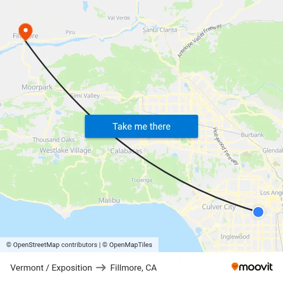 Vermont / Exposition to Fillmore, CA map