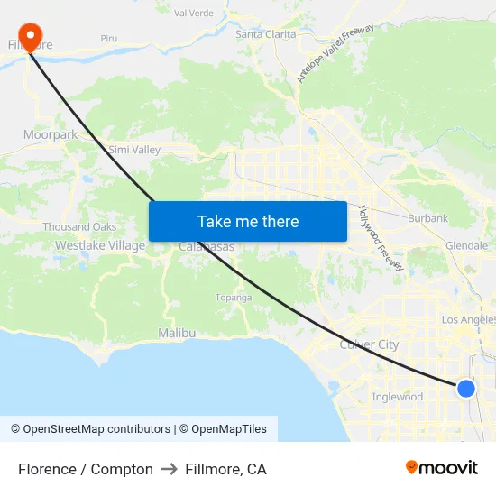 Florence / Compton to Fillmore, CA map