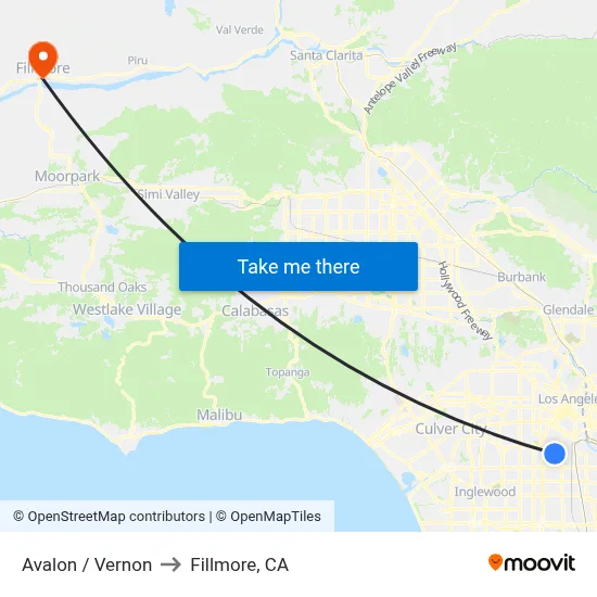 Avalon / Vernon to Fillmore, CA map