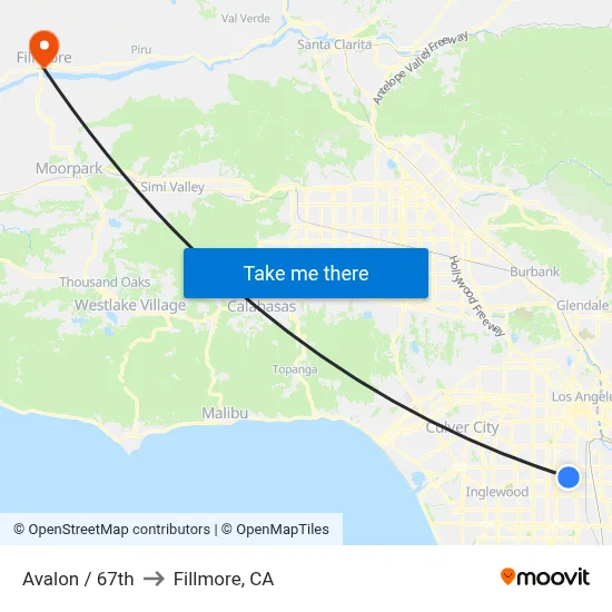 Avalon / 67th to Fillmore, CA map
