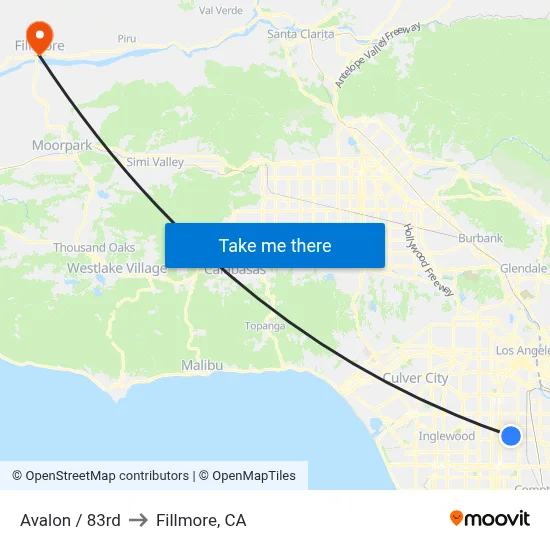 Avalon / 83rd to Fillmore, CA map