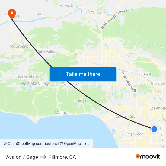 Avalon / Gage to Fillmore, CA map