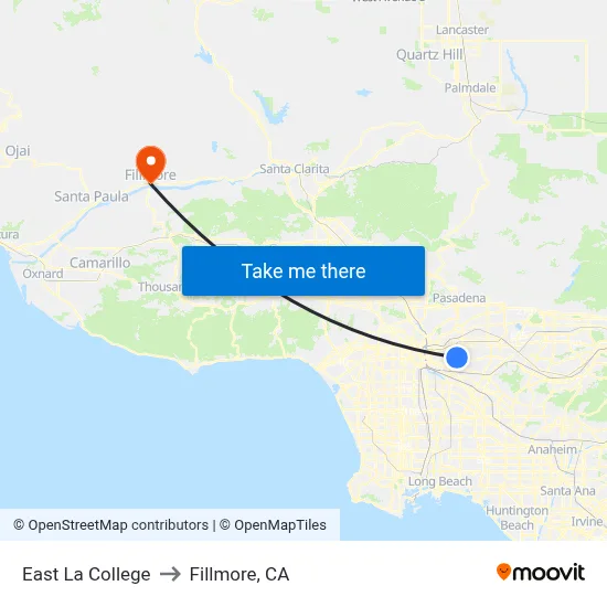 East La College to Fillmore, CA map