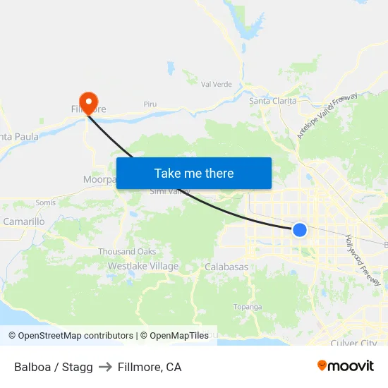Balboa / Stagg to Fillmore, CA map