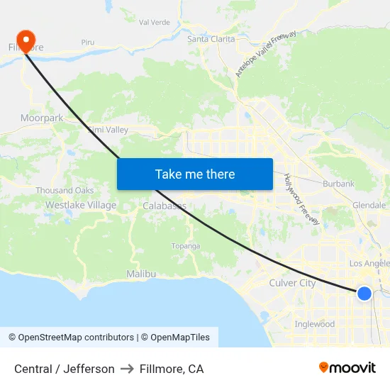 Central / Jefferson to Fillmore, CA map
