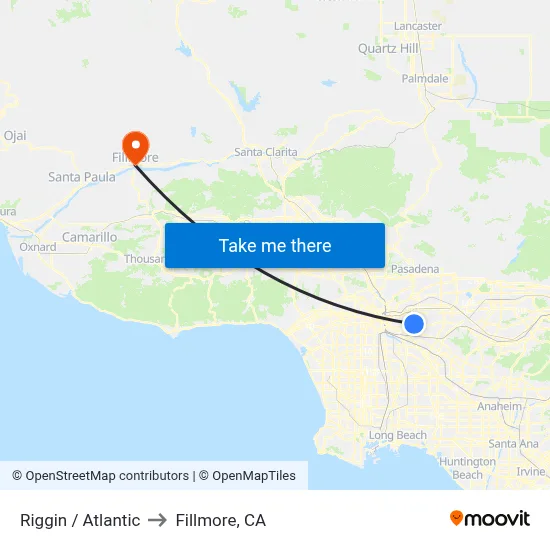 Riggin / Atlantic to Fillmore, CA map