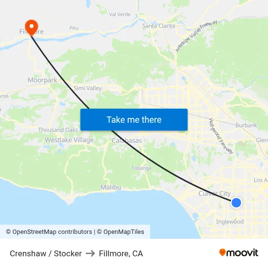 Crenshaw / Stocker to Fillmore, CA map