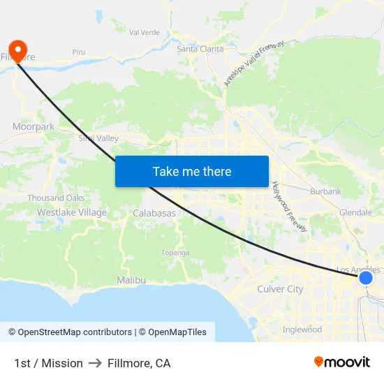 1st / Mission to Fillmore, CA map