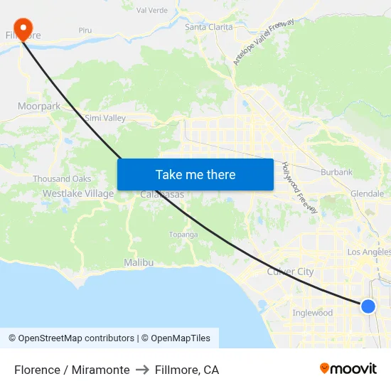 Florence / Miramonte to Fillmore, CA map